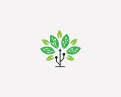 Tree Technology Network Digital Tree Logo Design Concept Template. vector