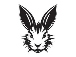 Black Silhouette of a Rabbit Head Isolated on a White Background. Concept of Animal Illustration, Minimalist Style, Bunny Face, Design Element vector