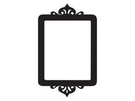 Decorative black silhouette of ornate frame isolated on white background. Concept of vintage design, classic border, elegant decoration. Print, icon, design element. Copy space vector