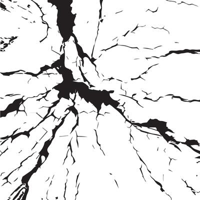 Black and White Silhouette of Cracked Surface. Concept of Fracture Illustration, Abstract Pattern, Minimalist Style Design Element