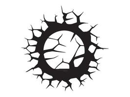Black silhouette of a crack isolated on a white background. Concept of damage illustration, broken surface, jagged edges, design element for prints and icons vector