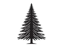 Black Silhouette of Evergreen Tree Isolated on White Background. Concept of Nature Illustration, Coniferous Tree, Pine, Spruce, Fir, Bold Design Element. Icon, Print, Nature Decor vector