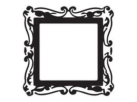 Black Silhouette of Ornate Vintage Picture Frame on White Background. Concept of Elegant Design, Decorative Border, Baroque Style, Blank Space for Art Display. Copy space vector