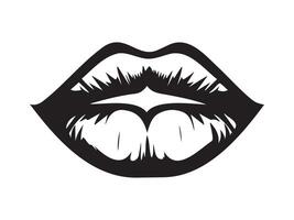 Black Silhouette of Lips Isolated on a White Background. Concept of Minimalist Style, Simple Design, Lip Outline, Beauty Icon vector