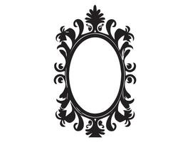 Ornate black silhouette of oval vintage frame isolated on white background. Concept of decorative border, intricate design, classic baroque style, elegant ornament. Print, design element. Copy space vector