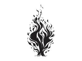 Silhouette of a Burning Flame Isolated on a White Background. Concept of Fire Illustration, Abstract Blaze, Minimalist Design, Black and White Art vector