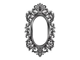 Ornate black silhouette of oval vintage frame isolated on white background. Concept of decorative border, intricate design, classic baroque style, elegant ornament. Print, design element. Copy space vector