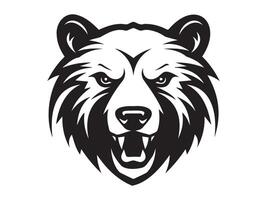 Black and White Bear Head Silhouette Illustration Isolated on a White Background. Concept of Wildlife, Fierce Predator, Iconic Animal, Graphic Design Element for Prints, Logos, and Decorations vector