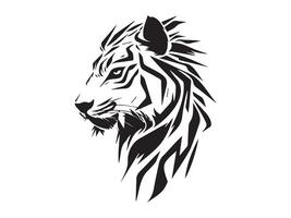 Black Silhouette of a Tiger Head on a White Background. Concept of Wild Animal Illustration, Fearless Predator, Minimalist Style, Bold Design Element vector