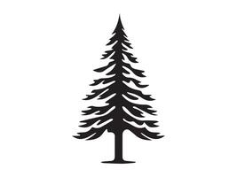 Black Silhouette of Evergreen Tree Isolated on White Background. Concept of Nature Illustration, Coniferous Tree, Pine, Spruce, Fir, Bold Design Element. Icon, Print, Nature Decor vector