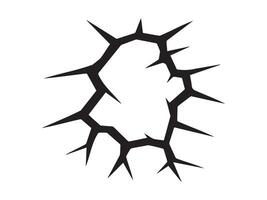 Black silhouette of a crack isolated on a white background. Concept of abstract lines, broken surface, jagged edges, fracture pattern. Print, icon, design element vector