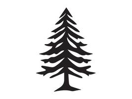 Black Silhouette of Evergreen Tree Isolated on White Background. Concept of Nature Illustration, Coniferous Tree, Pine, Spruce, Fir, Bold Design Element. Icon, Print, Nature Decor vector