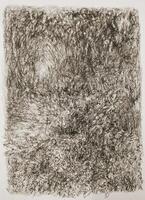 Charcoal and ink drawing of rough textured on paper, featuring a grunge pattern with detailed gray surfaces photo