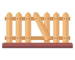 hole in a wooden fence. secret passage to a private plot vector