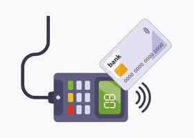payment by card using a payment terminal. cashless payment. vector