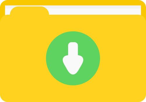 un amarillo carpeta con un verde flecha señalando a eso vector