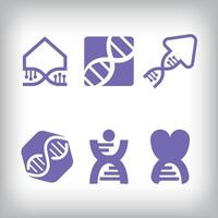 Human, house and arrow shape DNA form design set of 6. Health, science research and laboratory sector. vector