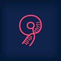 DNA form design from the number 9, Number nine logo. Health, science research and laboratory sector. vector