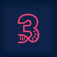 DNA form design from the number 3, Number three logo. Health, science research and laboratory sector. vector