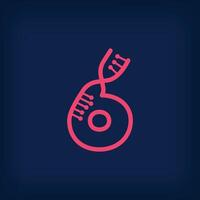 DNA form design from the number 6, Number six logo. Health, science research and laboratory sector. vector