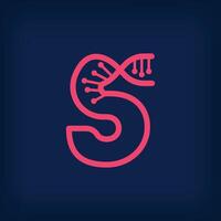 DNA form design from the number 5, Number five logo. Health, science research and laboratory sector. vector