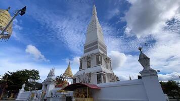 Tha Uthen Pagoda of Phra That Tha Uthen temple in Tha Uthen District, Nakhon Phanom, beautiful architecture, Buddhist temple video