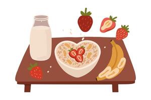 Heart-Shaped Tiny Wet Oatmeal Flakes vector