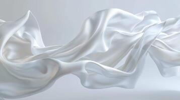 Multiple pieces of white silk satin cloth gracefully float in mid-air, creating a calming and soft atmosphere. The smooth texture enhances the tranquil effect photo