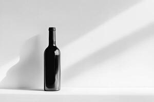 A minimalist setup featuring a single bottle on a clean backdrop with soft lighting effects. photo