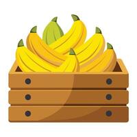 Bananas in a wooden crate vector