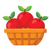 Red apples in a basket illustration vector