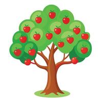 An apple tree with red apples on it vector