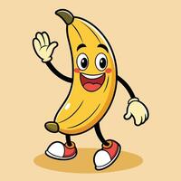 A cartoon banana waving and smiling vector