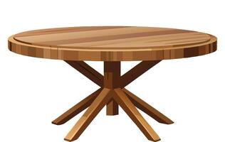 Round wooden table standing on white background vector