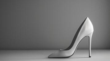 A chic pair of high heels showcases their glossy satin finish against a simple backdrop, embodying elegance and sophistication for trendy footwear lovers photo