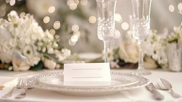 A beautifully arranged table features fine china, shimmering glassware, and fresh flowers, creating a romantic atmosphere perfect for a special gathering photo