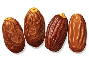 Four dates fruit drawing on white background vector