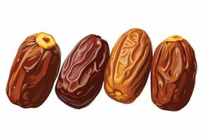 Four dates lying side by side on white background vector