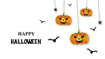 Halloween pumpkins hanging from the strings with bats and bats Animation video