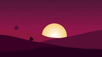 Sunset with a mountain in the background Animation video