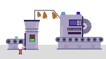 Man machine that is making meat Food manufacturing background animation video