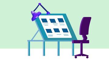 Man Storyboard process desk with chair background animation video
