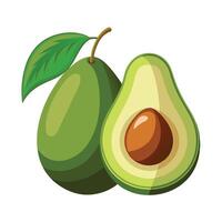 Two avocados with leaves on a white background vector