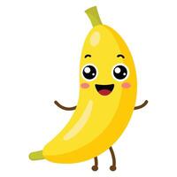 A cartoon banana character with eyes and a smile vector