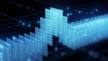 Digital document icons in futuristic data grid video