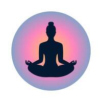 Silhouette of a meditating figure surrounded by a tranquil gradient backdrop vector