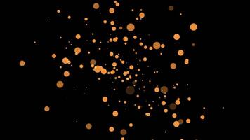 Loop orange bokeh particles flow on black abstract background video