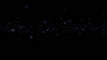 Loop blue star particles flow up on black abstract background video
