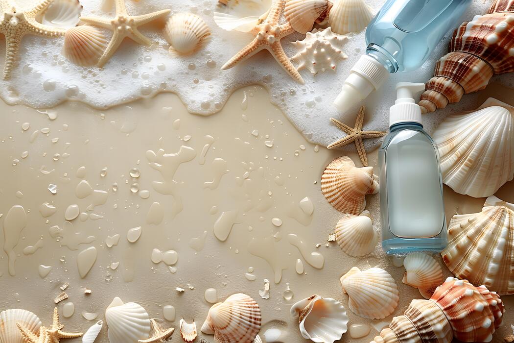 A.Monamour Starfish Seashells On Sandy Beach Blue Sky White Clouds Blue Ocean Nature Landscape Waterproof Long Fabric Polyester Shower Curtain Set With Hooks, No Liner Needed 180x200 Cm / 72"x78