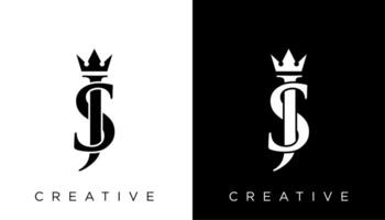 SJ initial letters with crown logo icon template vector